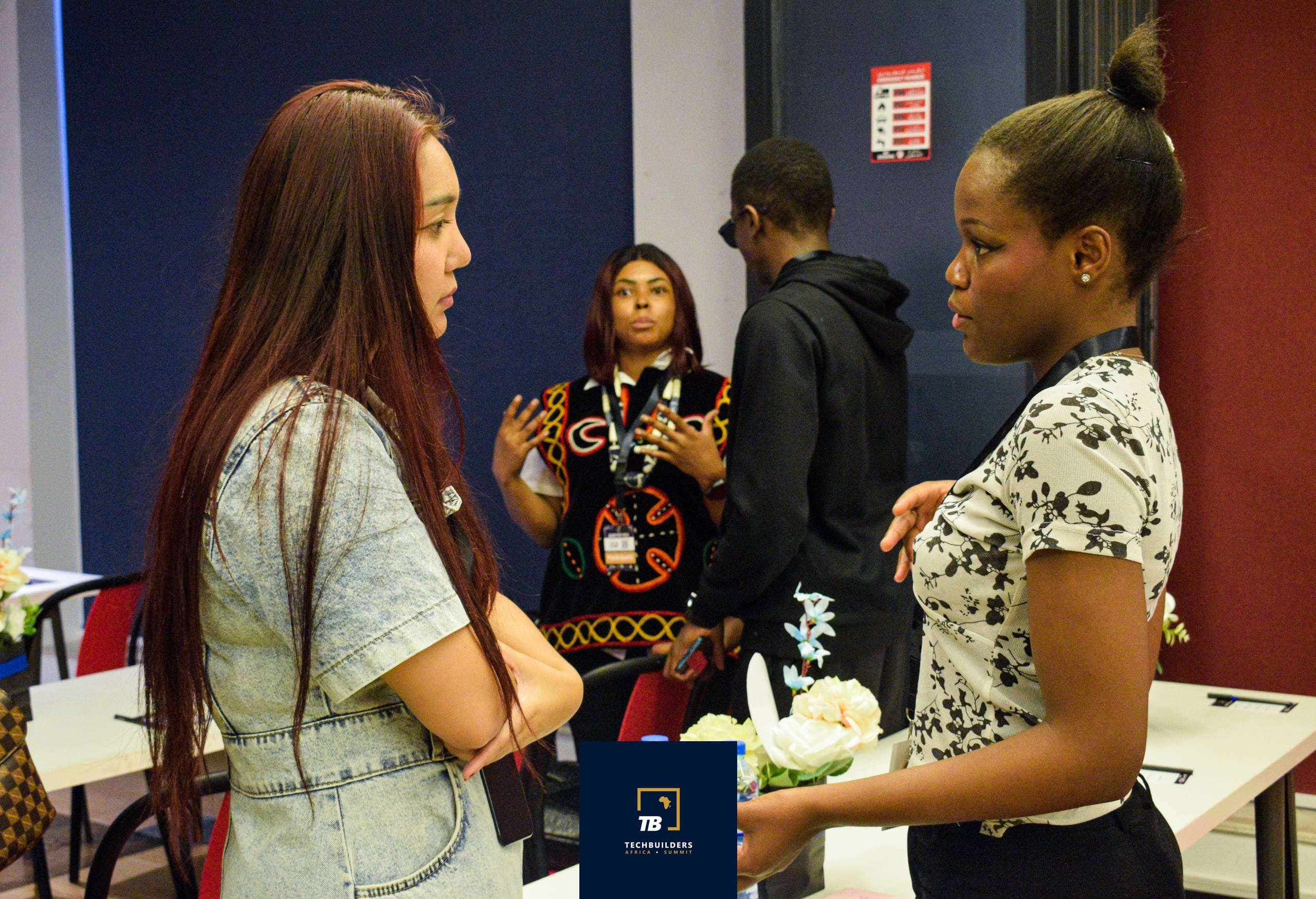 Startup founders networking at the event